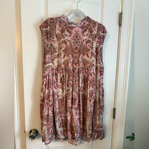 Free People ALL THE TIME Multicolor Velvet Burnout Dress size Large